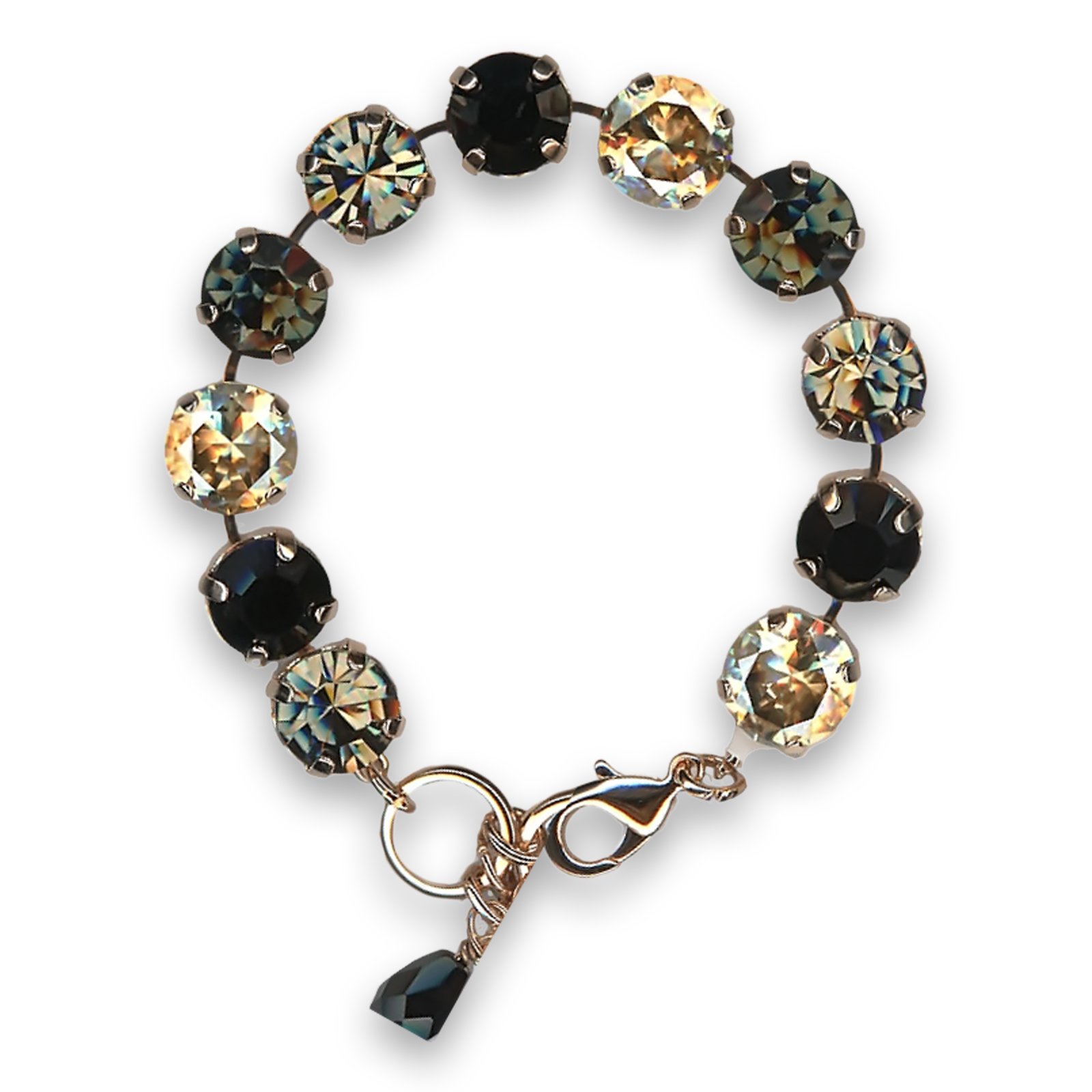 B-4474-1908-RG (3) Bracelet by Mariana Woman Elegant Black Diamond and Moonlight Swarovski Crystals - Image 1