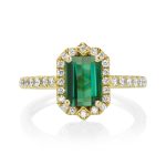 Tourmaline Ring By Baroness 1.78 CT Green Emerald Shape and natural Diamonds - Image 2