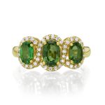 Green Tourmaline Monaco Ring By Baroness Woman 3 Oval and natural Diamonds - Image 2