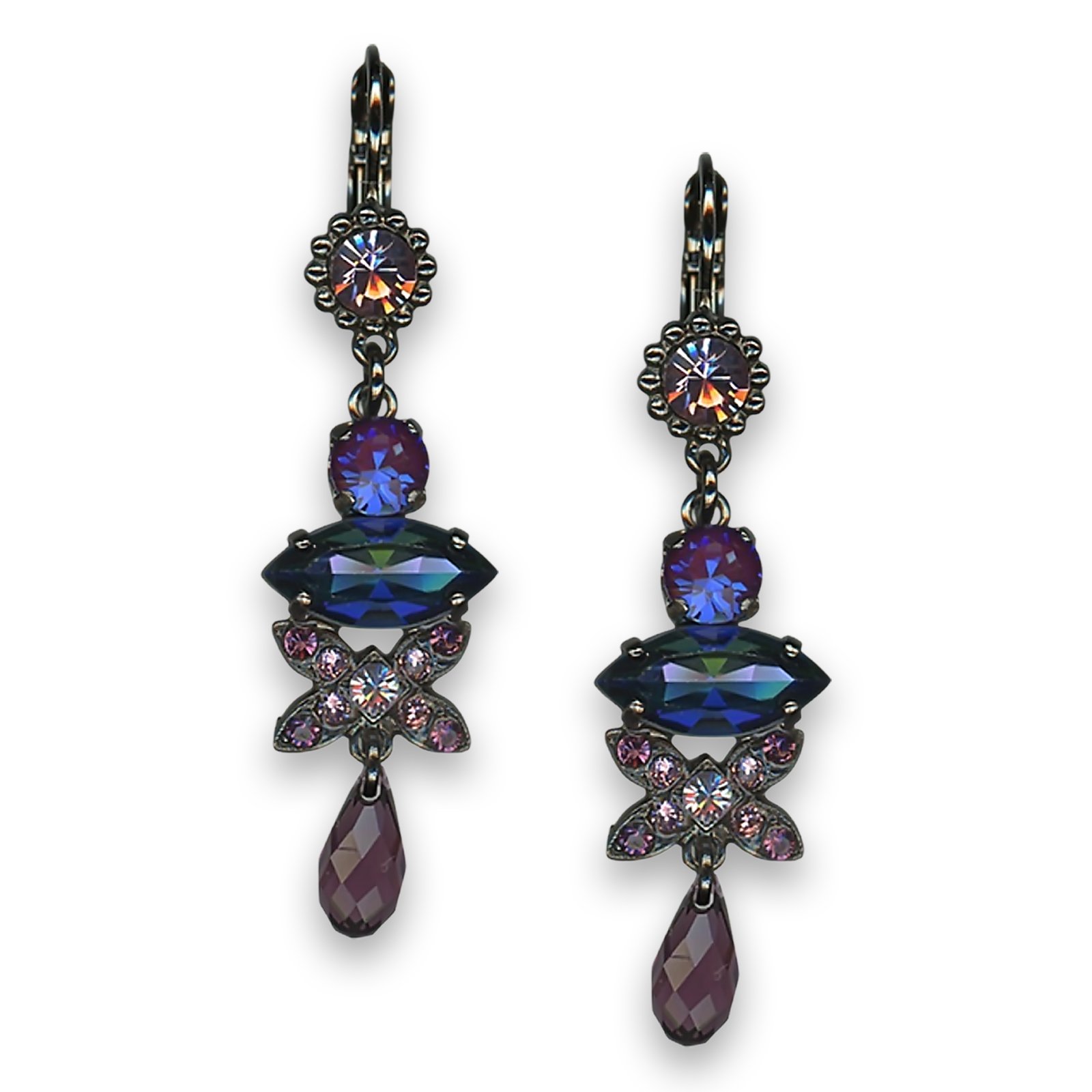 E-1001-1134-BG6 (3) Earrings by Mariana Woman Sophisticated Purple Swarovski Crystals - Image 1
