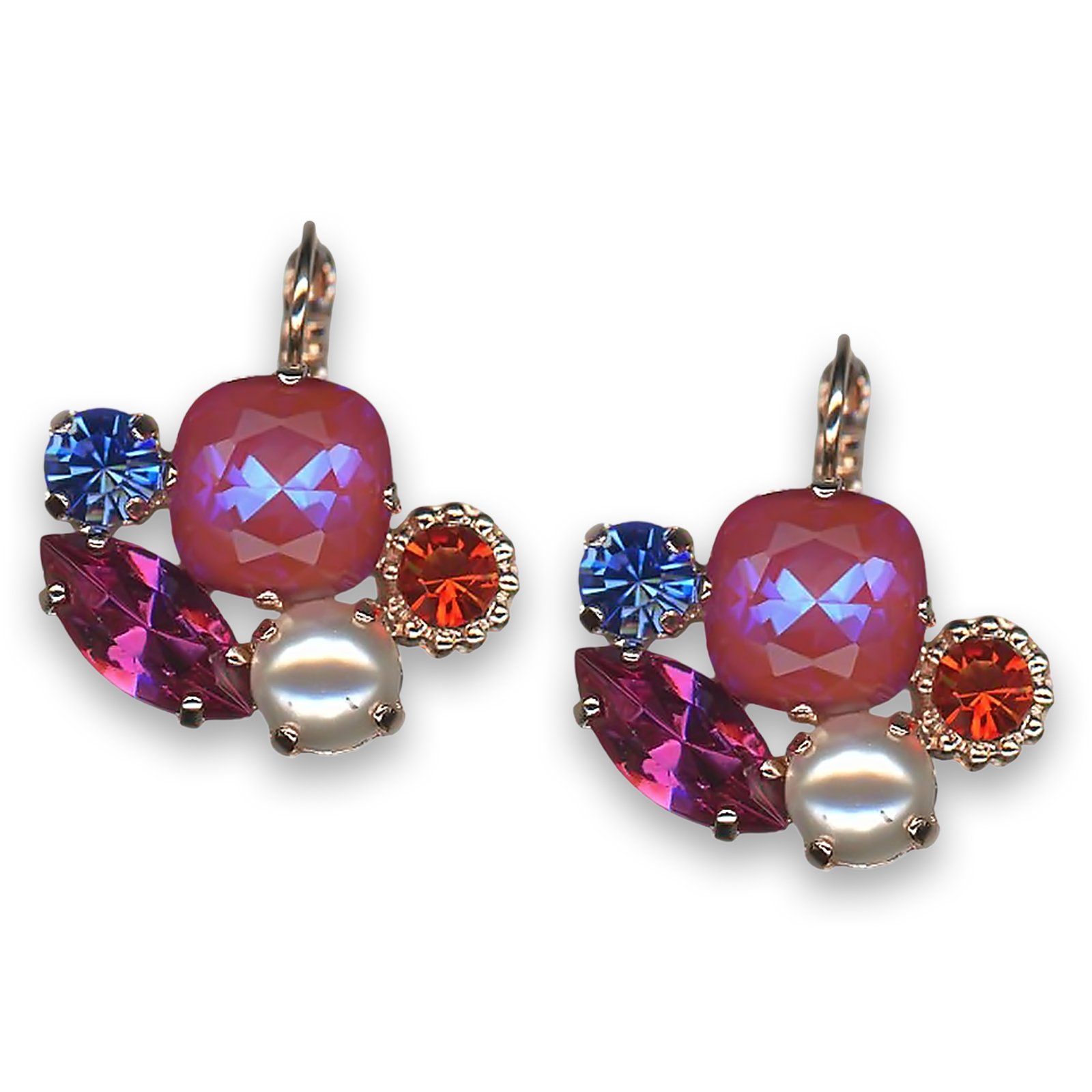E-1001-5-1166-RG6 (1) Earrings by Mariana Woman Stunning Siam and Fuchsia Swarovski Crystals - Image 1