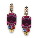 Earrings By Mariana Woman Elegant Fuchsia and Sapphire Swarovski Crystals - Image 3