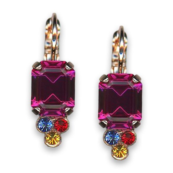Earrings By Mariana Woman Elegant Fuchsia and Sapphire Swarovski Crystals