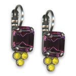 Earrings By Mariana Woman Glamorous Amethyst and Yellow Opal Swarovski Crystals