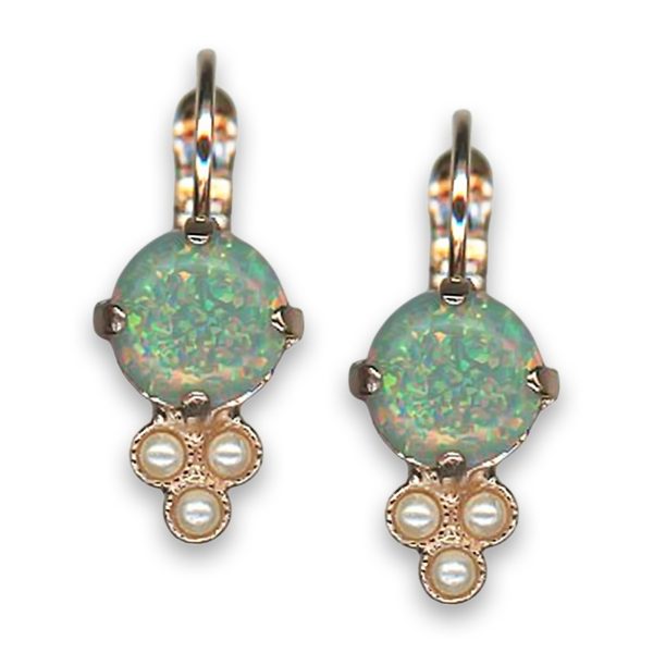 Earrings by Mariana Woman Precious Opal Mineral and Pearl Swarovski Crystals