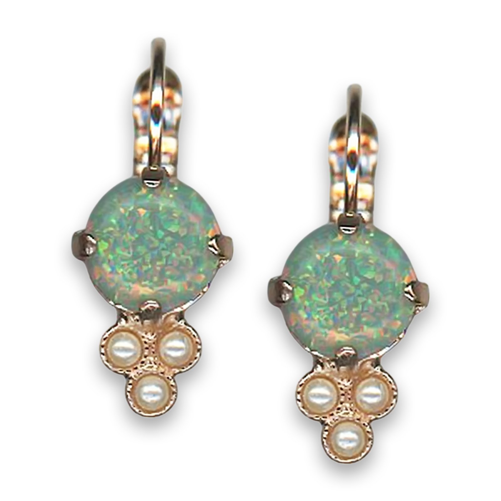 E-1010SO-M1148-RG6 (2) Earrings by Mariana Woman Precious Opal Mineral and Pearl Swarovski Crystals - Image 1