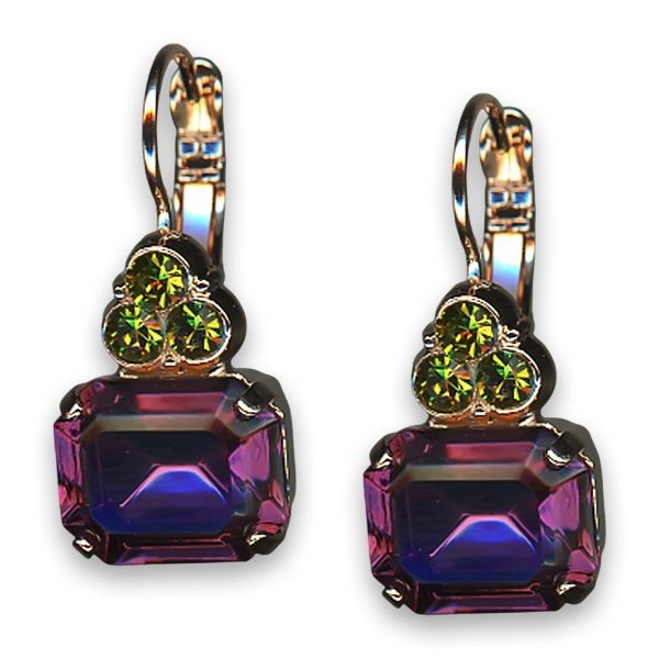Earrings by Mariana Woman Opulent Amethyst and Olivine Swarovski Crystals