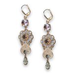 Earrings by Mariana Woman Boho Chic Pink and Blue Swarovski Crystals - Image 3