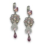 Earrings by Mariana Woman Dangling Rose Swarovski Crystals