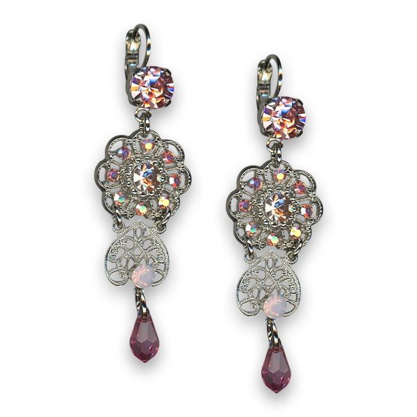 Earrings by Mariana Woman Dangling Rose Swarovski Crystals