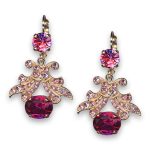 Earrings by Mariana Woman Glamorous Fuchsia Swarovski Crystals - Image 3