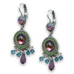 Earrings by Mariana Woman Chic Amethyst and Green Swarovski Crystals
