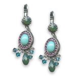 Earrings by Mariana Woman Beautiful Turquoise and Green Swarovski Crystals - Image 2