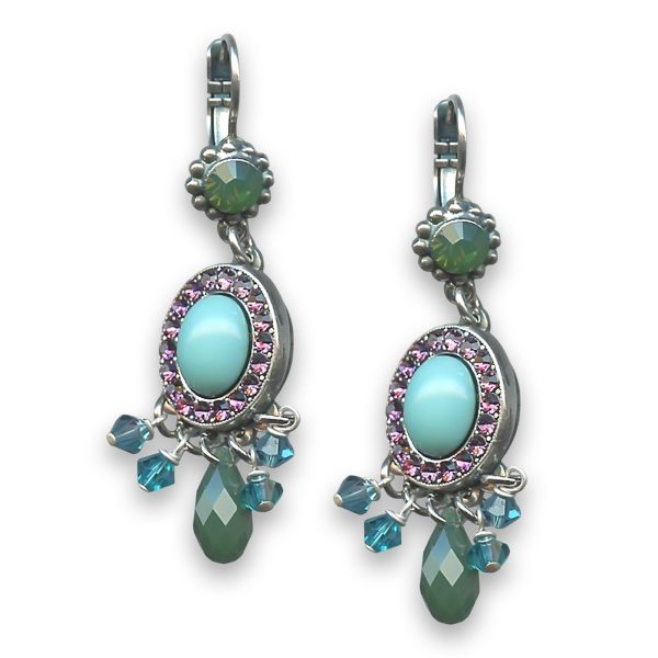 Earrings by Mariana Woman Beautiful Turquoise and Green Swarovski Crystals