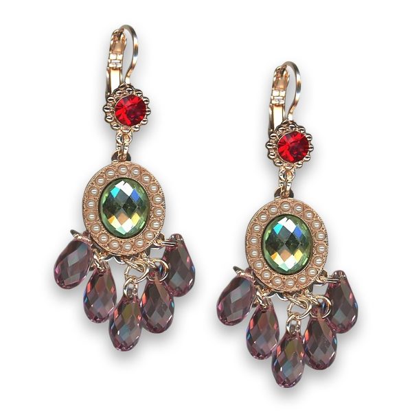 Earrings by Mariana Woman Boho Chic Red and Green Swarovski Crystals