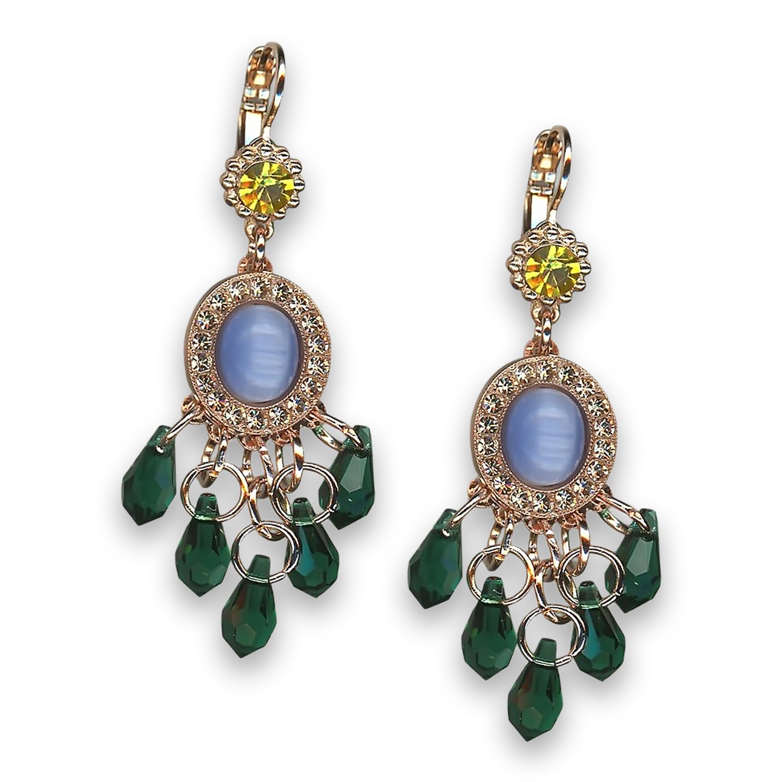 E-1198-168-1-RG6 (2) Earrings by Mariana Woman Charming Opal and Emerald Swarovski Crystals - Image 1