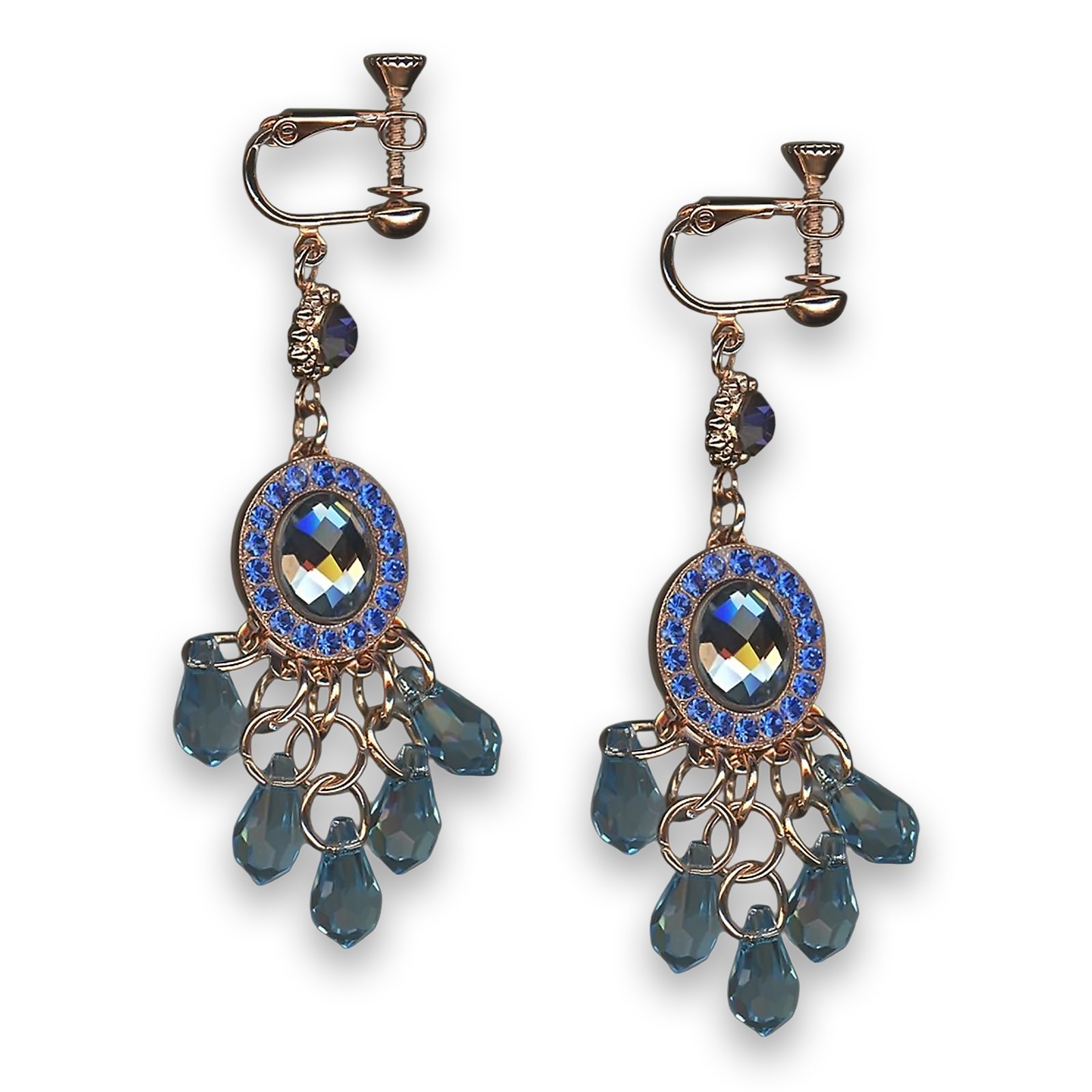 E-1198-5004-RG4 (1) Earrings by Mariana Woman Gorgeous Montana and Sapphire Swarovski Crystals - Image 1