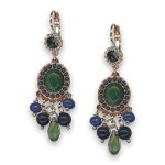Earrings by Mariana Woman Elegant Malachite and Sodalite Mineral Swarovski Crystals - Image 2