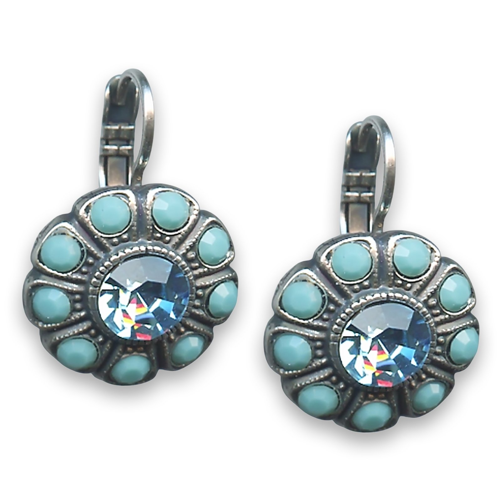 E-1205-2672-SP6 (1) Earrings by Mariana Woman Adorable Turquoise and Aquamarine Swarovski Crystals - Image 1