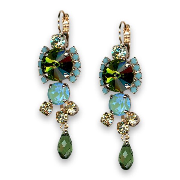 Earrings by Mariana Woman Sophisticated Olivine and Turquoise Swarovski Crystals