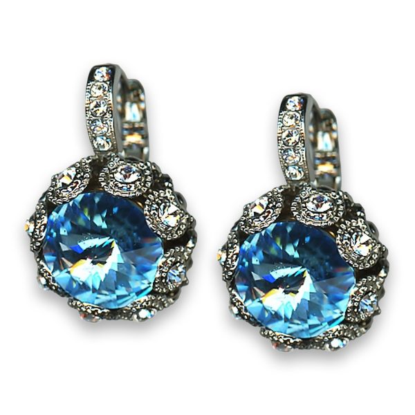 Earrings by Mariana Woman Beautiful Aquamarine and Clear Swarovski Crystals