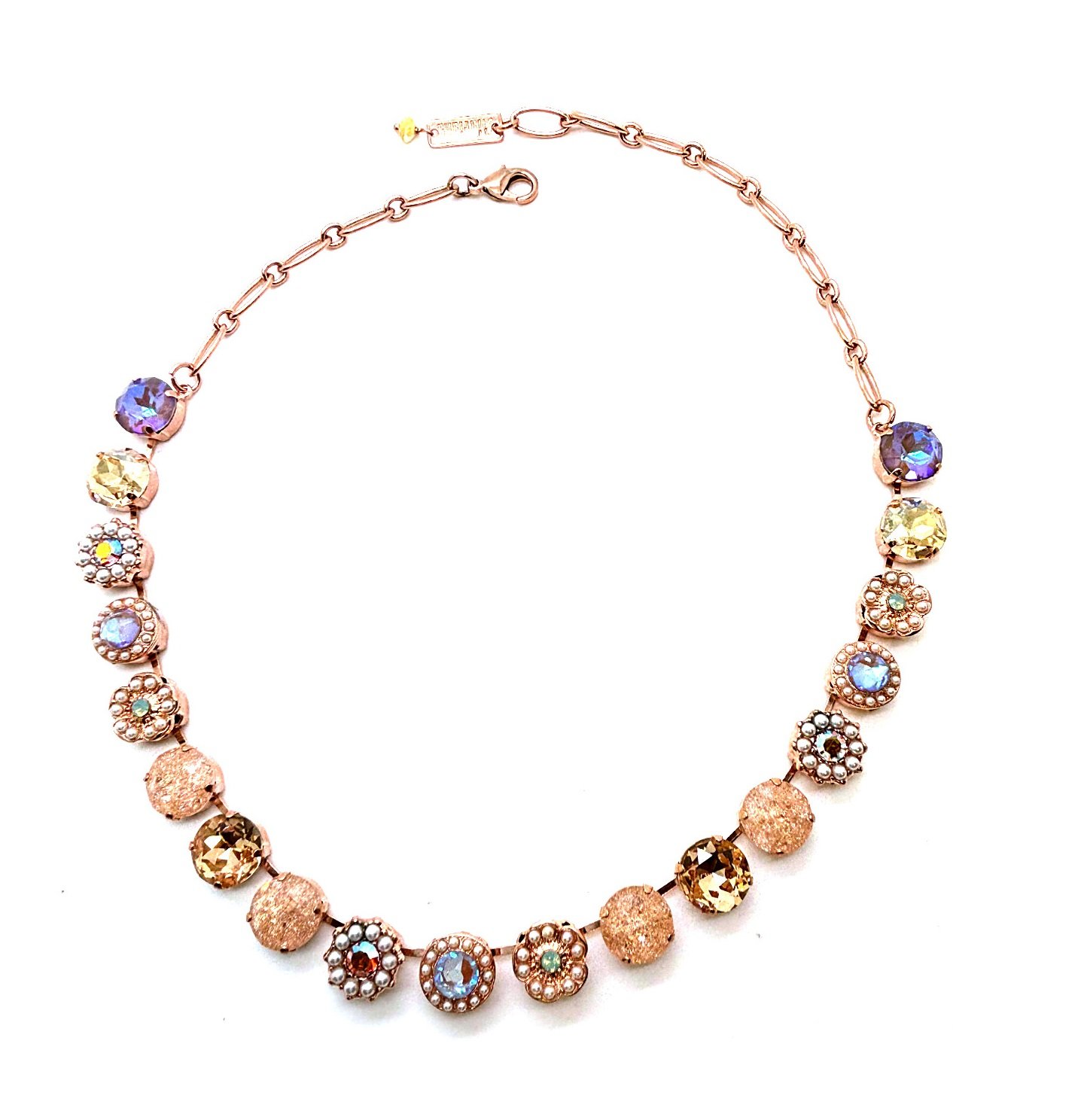 N-3084R-2010-RG (3) Necklace by Mariana Woman Elegant Golden and Pearl Swarovski Crystals - Image 1