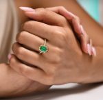 Tourmaline Ring By Baroness 1.78 CT Green Emerald Shape and natural Diamonds - Image 4