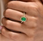Tourmaline Ring By Baroness 1.78 CT Green Emerald Shape and natural Diamonds - Image 3
