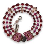 Bracelet by Mariana Woman Triple Tier Red and Fuchsia Swarovski Crystals - Image 3
