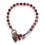 Bracelet by Mariana Woman Chic Red Opal Mineral and Fuchsia Swarovski Crystals - Image 3