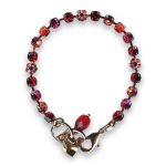 Bracelet by Mariana Woman Fab Red Opal Mineral and Fuchsia Swarovski Crystals