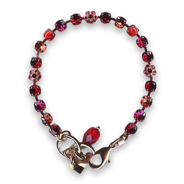Bracelet by Mariana Woman Fab Red Opal Mineral and Fuchsia Swarovski Crystals