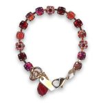 Bracelet by Mariana Woman Adorable Red Opal Mineral and Fuchsia Swarovski Crystals - Image 2