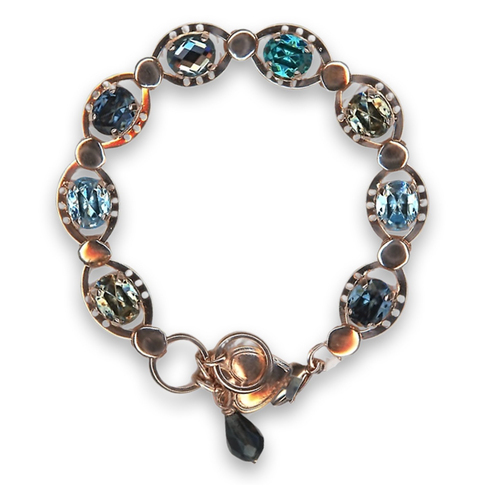 B-4016-1-1114-RG (1) Bracelet by Mariana Woman Glamorous Indicolite and Black Diamond Swarovski Crystals - Image 1