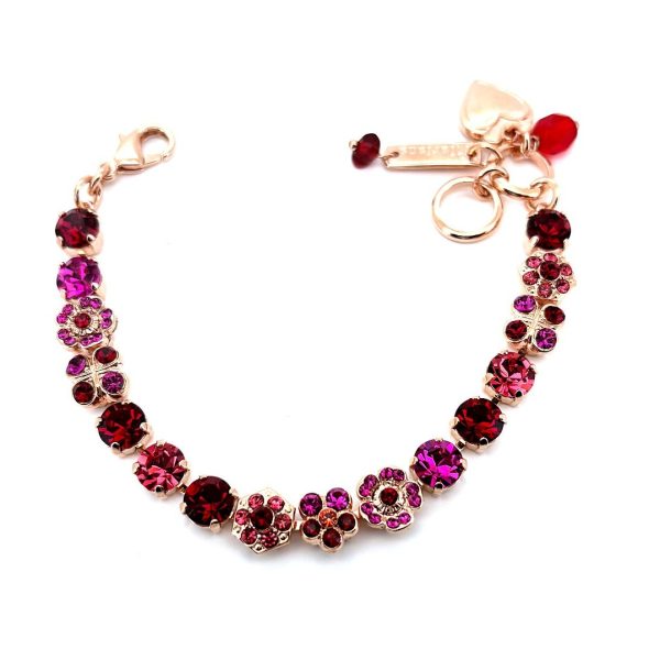 Bracelet by Mariana Woman Floral Red and Fuchsia Swarovski Crystals
