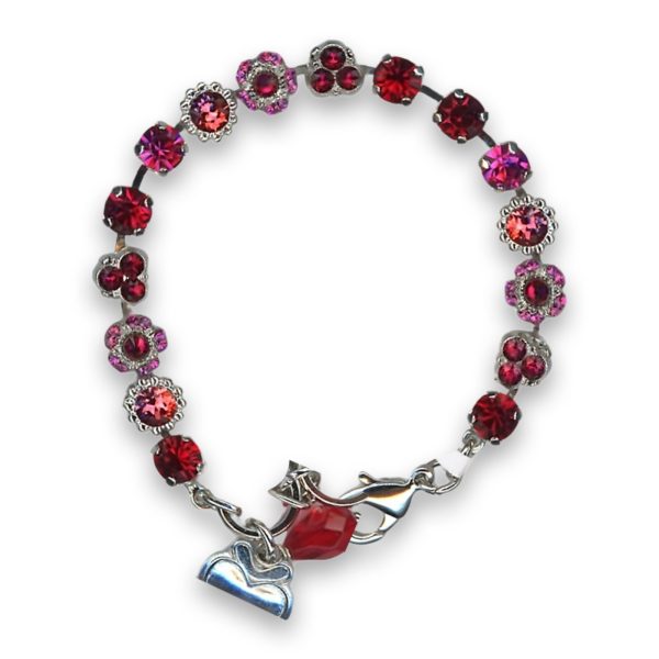 Bracelet by Mariana Woman Charming Red and Fuchsia Swarovski Crystals