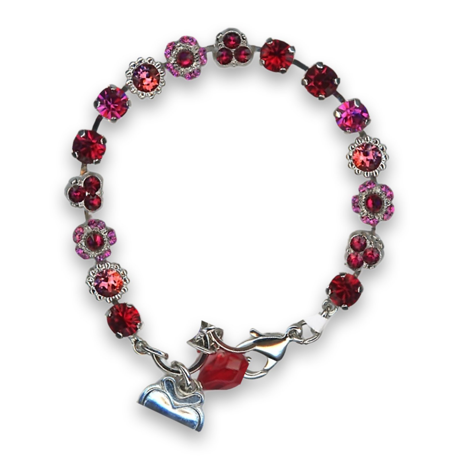 B-4028-2140-RO (1) Bracelet by Mariana Woman Charming Red and Fuchsia Swarovski Crystals - Image 1