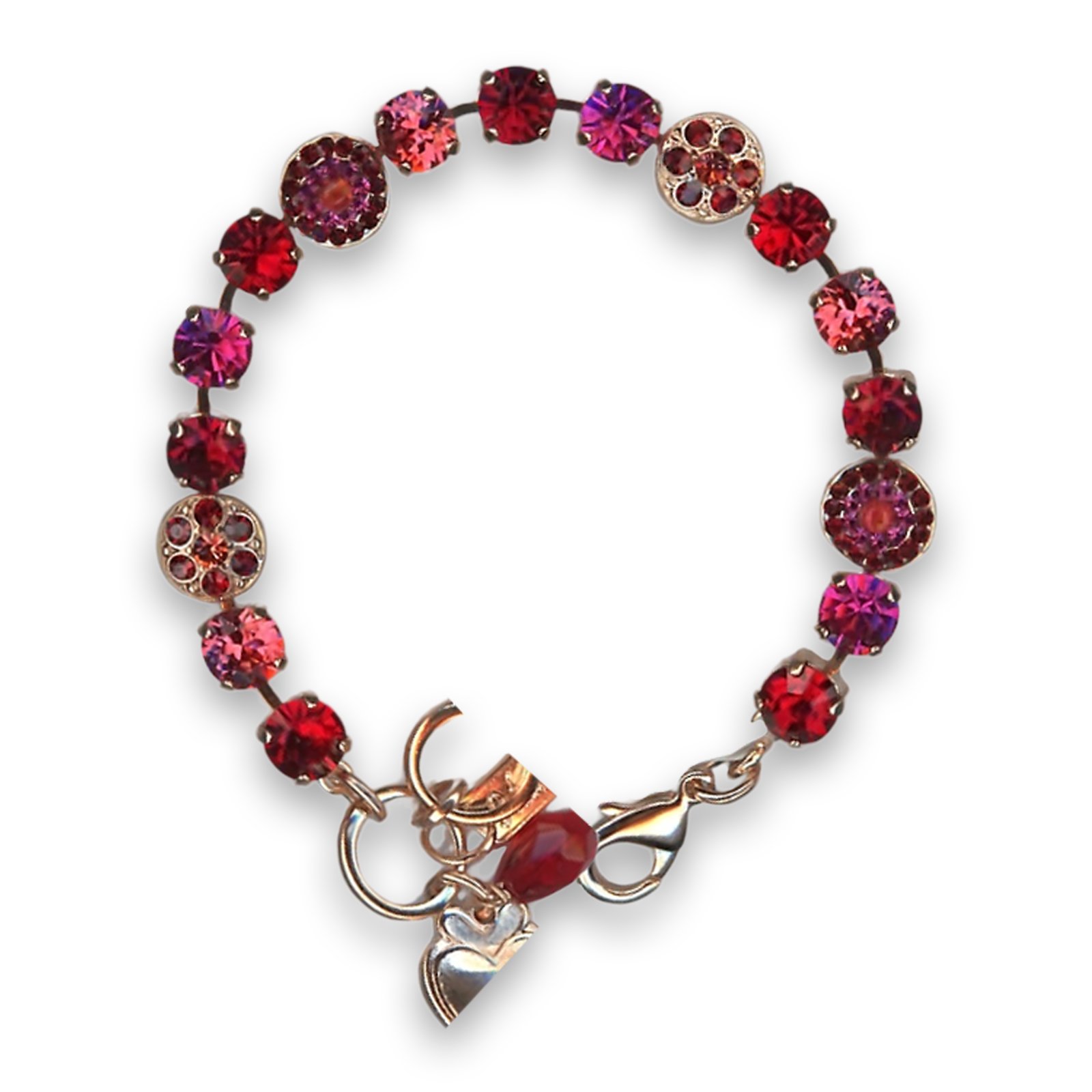 B-4044-2140-RG (1) Bracelet by Mariana Woman Beautiful Red and Fuchsia Swarovski Crystals - Image 1