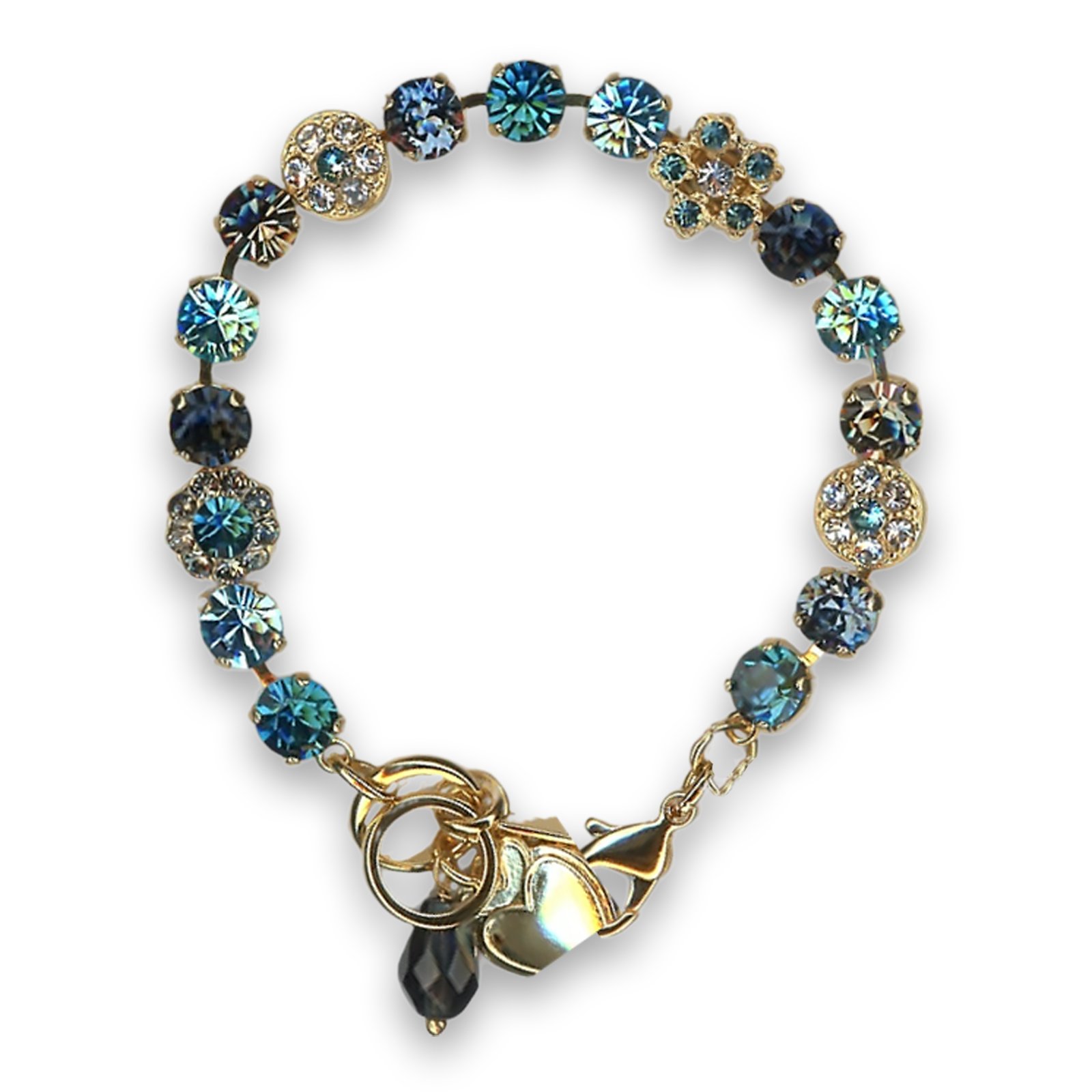 B-4044-4-1114-YG (1) Bracelet by Mariana Woman Gorgeous Montana and Indicolite Swarovski Crystals - Image 1