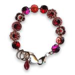 Bracelet by Mariana Woman Glamorous Red Opal Mineral and Red Swarovski Crystals