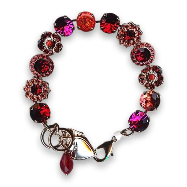 Bracelet by Mariana Woman Glamorous Red Opal Mineral and Red Swarovski Crystals