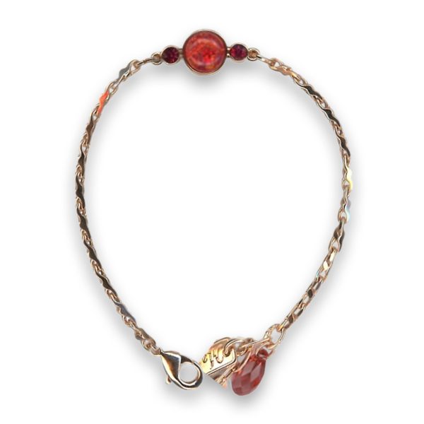 Bracelet by Mariana Woman Sleek Red Opal Mineral and Red Swarovski Crystals