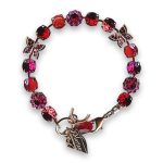 Bracelet by Mariana Woman Butterfly Red Opal Mineral and Fuchsia Swarovski Crystals - Image 2