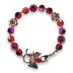 Bracelet by Mariana Woman Gorgeous Red Opal Mineral and Fuchsia Swarovski Crystals