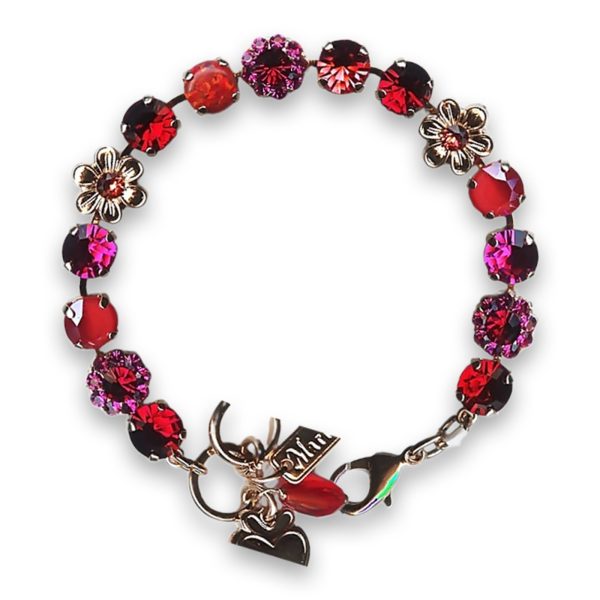Bracelet by Mariana Woman Gorgeous Red Opal Mineral and Fuchsia Swarovski Crystals