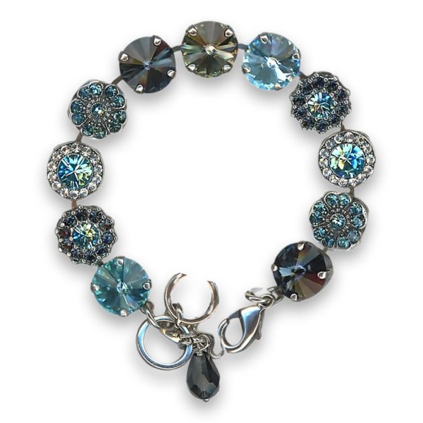 Bracelet by Mariana Woman Exquisite Black Diamond and Aquamarine Swarovski Crystals