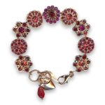 Bracelet by Mariana Woman Beautiful Floral Red and Fuchsia Swarovski Crystals - Image 2