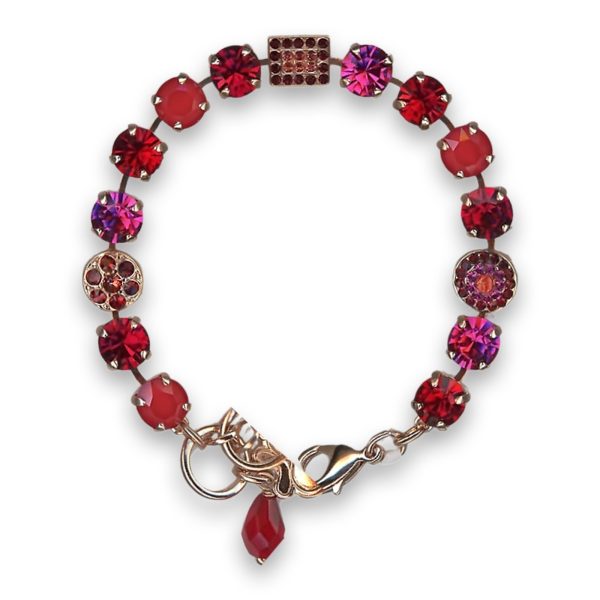 Bracelet by Mariana Woman Elegant Fuchsia and Red Swarovski Crystals