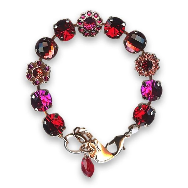 Bracelet by Mariana Woman Exquisite Fuchsia and Red Swarovski Crystals