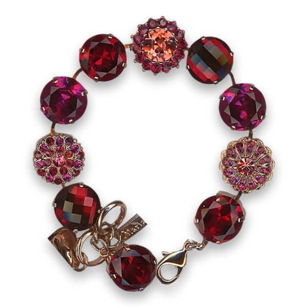 Bracelet by Mariana Woman Luxurious Red and Fuchsia Swarovski Crystals